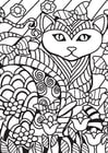 Coloriages chat dans le jardin