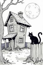 Coloriage chat noir d'halloween