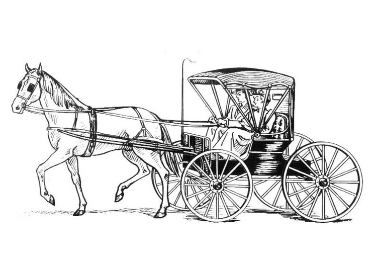 Coloriage cheval avec carrosse