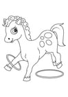 Coloriages cheval avec des cerceaux