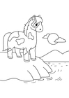 coloriage cheval sur l'eau