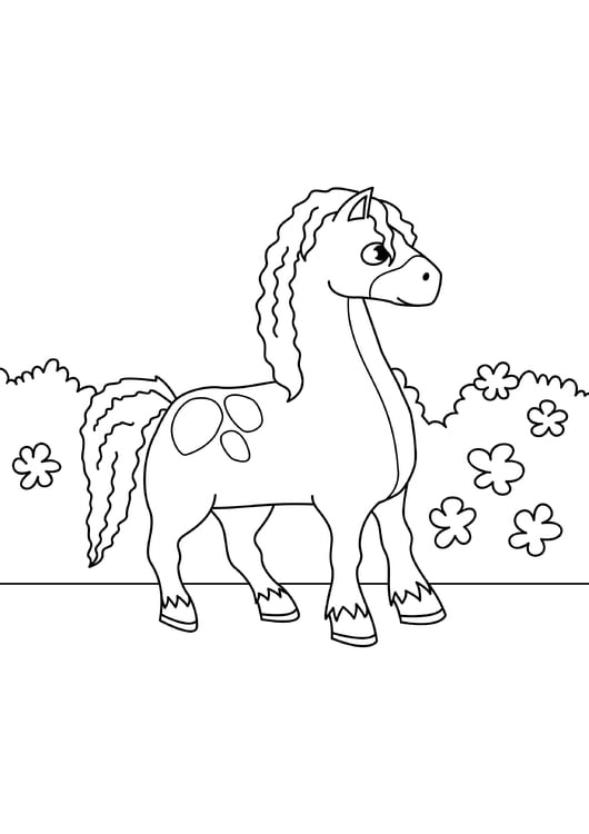 Coloriage cheval sur le pouce