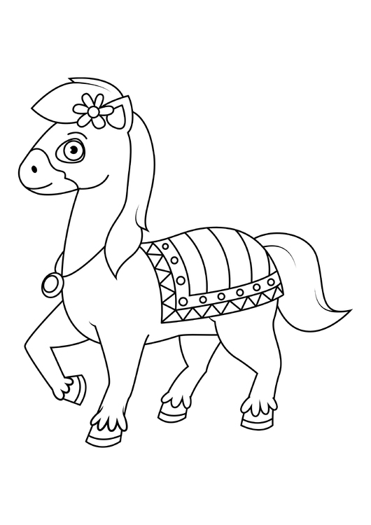 Coloriage cheval sur le pouce