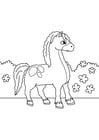 Coloriage cheval sur le pouce