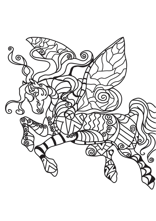 Coloriage cheval volant