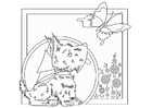 Coloriages chien avec papillon