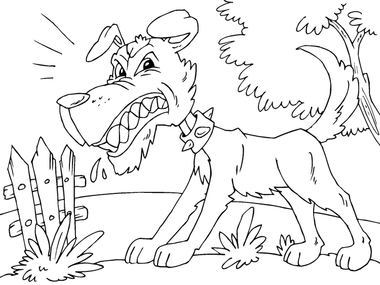 Coloriage chien furieux