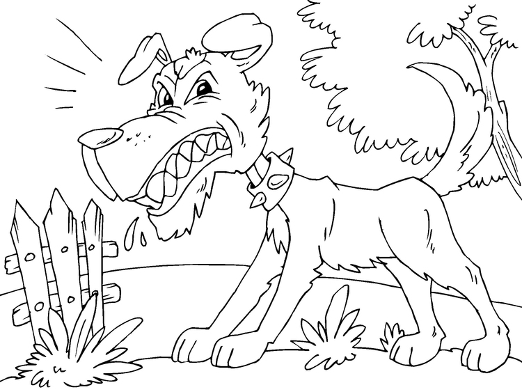 Coloriage chien furieux