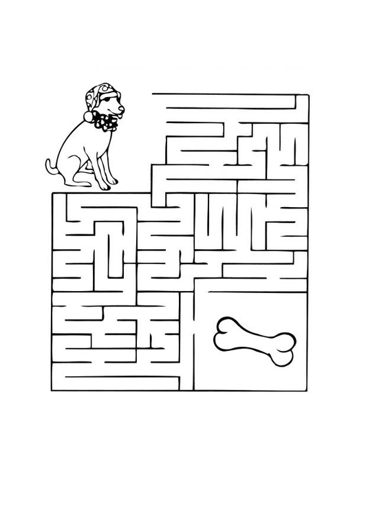 Coloriage chien labyrinthe