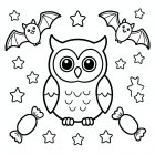 chouette mignonne avec des chauves-souris