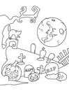 coloriage cimetière d'halloween