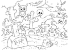 coloriage Cimetière halloween