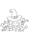 Coloriage citrouille avec chapeau