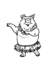 Coloriage cochon dansant