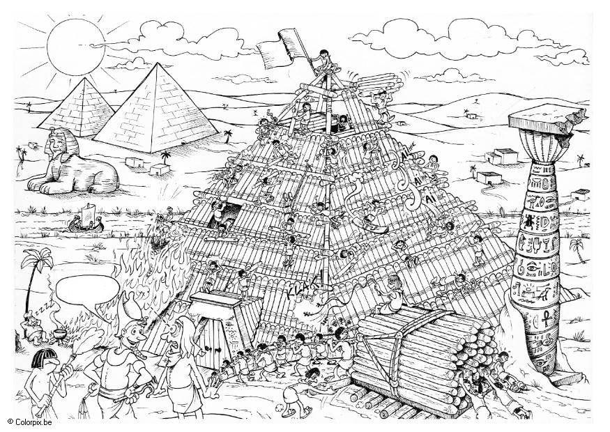 Coloriage construction d'une pyramide