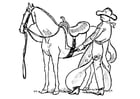 Coloriages cowboy selle cheval
