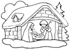 Coloriages crèche de Noël