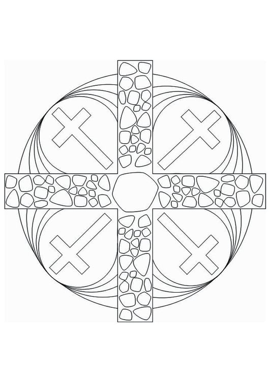 Coloriage croix mandala