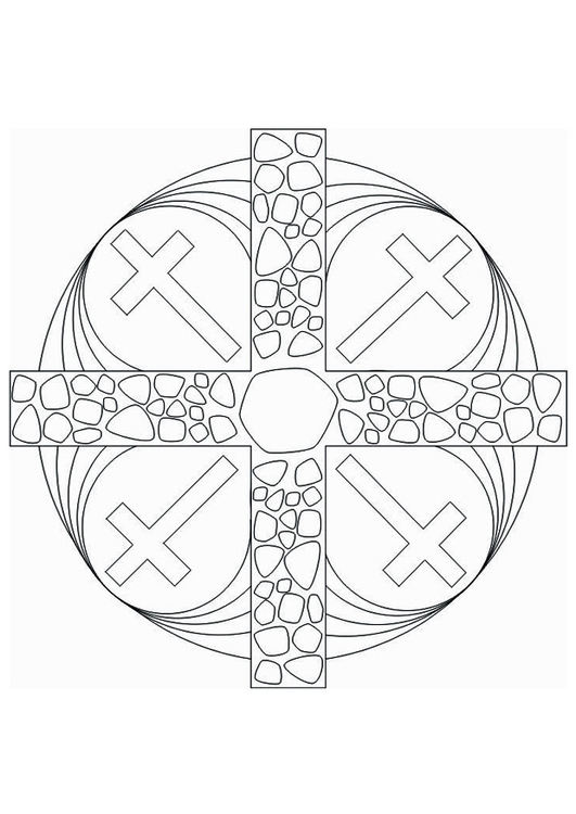 Coloriage croix mandala