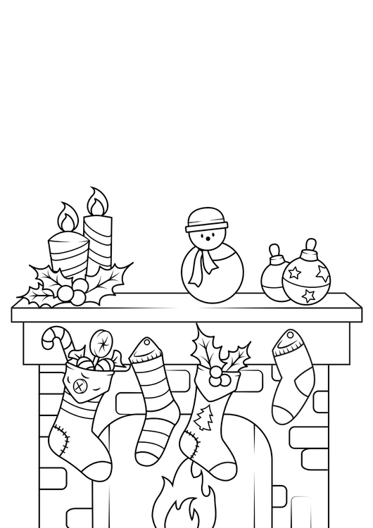 Coloriage DÃ©corations de NoÃ«l avec bas de NoÃ«l