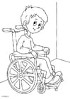 Coloriage dans un fauteuil roulant