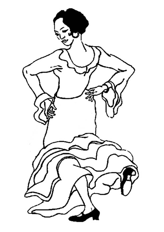 Coloriage danseuse de flamenco