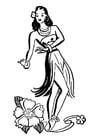 Coloriages danseuse de hula