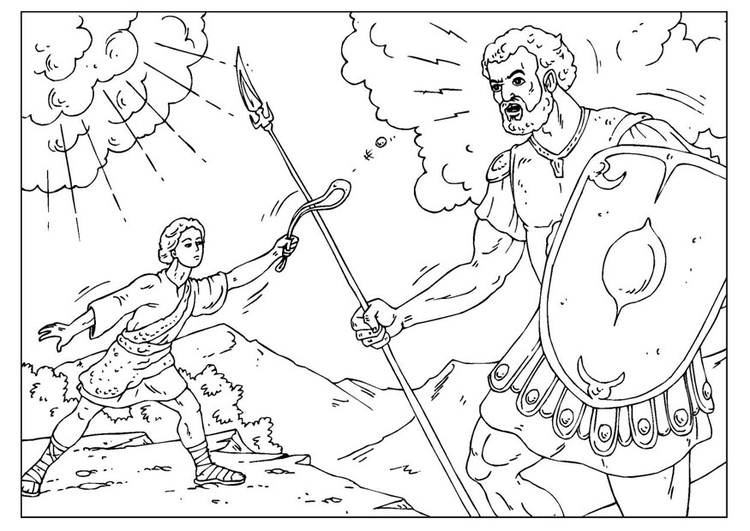 Coloriage David et Goliath