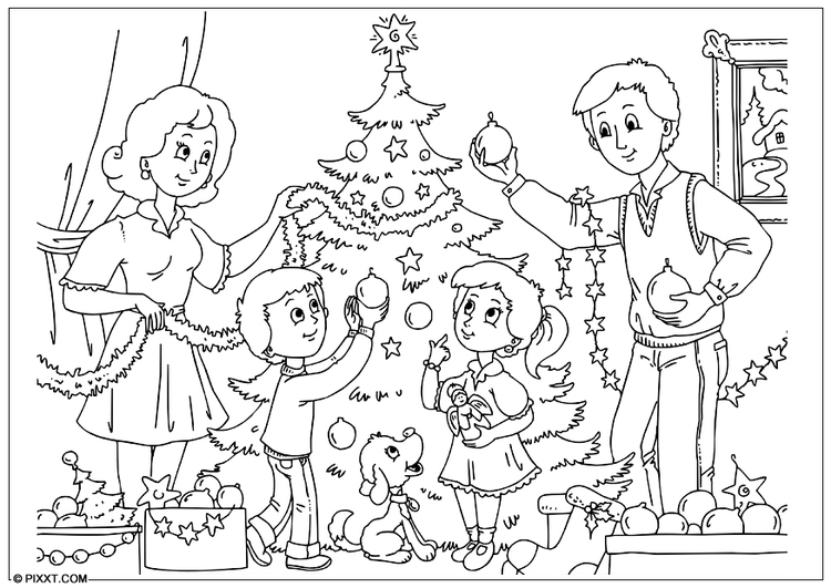 Coloriage dÃ©corer l'arbre de NoÃ«l