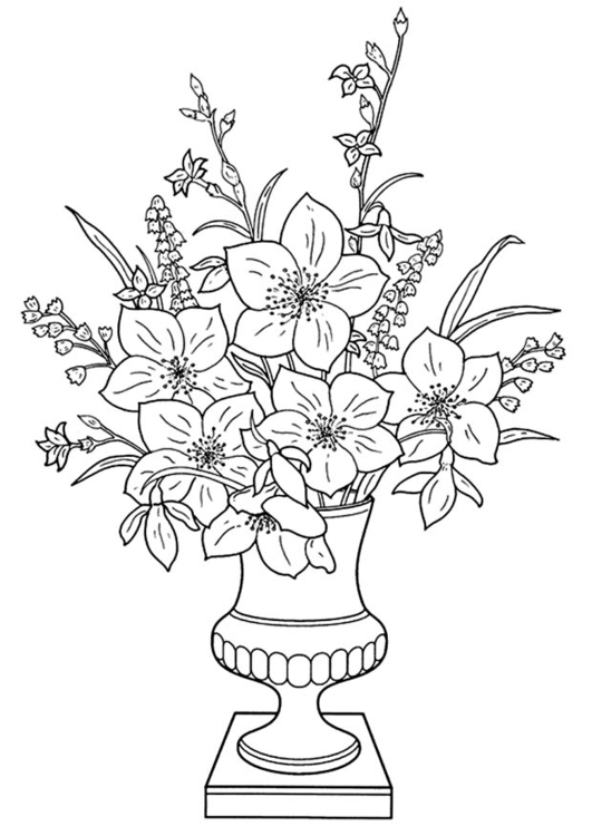 Coloriage des lis dans un vase