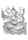 Coloriage dieu hindou Ganesh