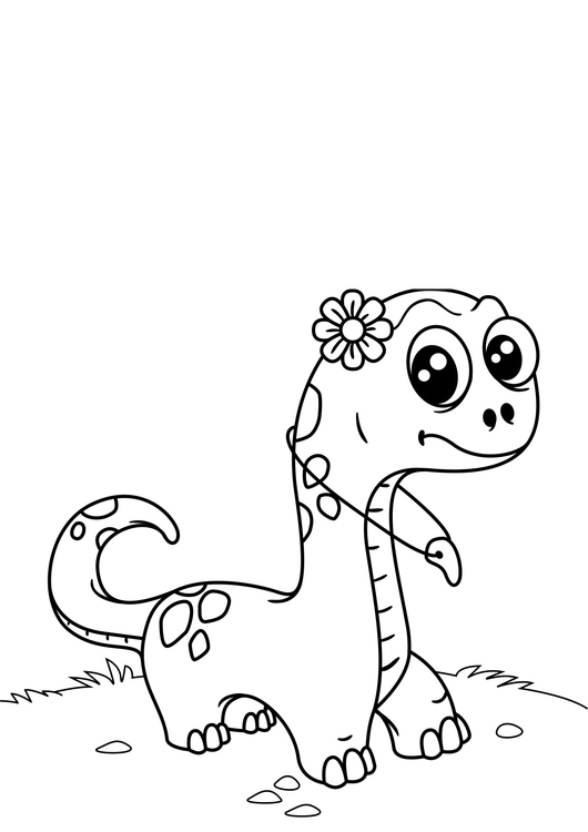 Coloriage dinosaure avec fleur