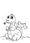 coloriage dinosaure dans l'herbe