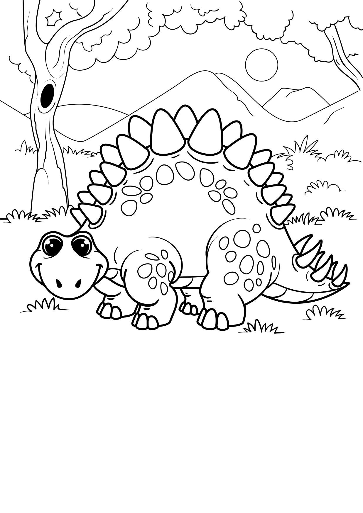 Coloriage dinosaure dans la forêt - Coloriages Gratuits à Imprimer
