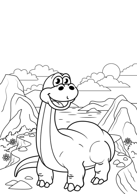 Coloriage Dinosaure en dÃ©placement