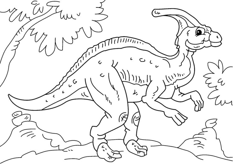 Coloriage dinosaure - parasaurolophus