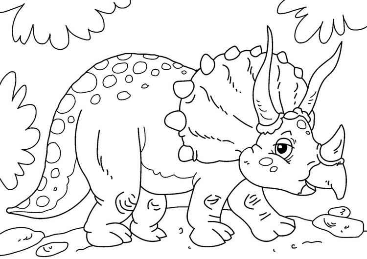 Coloriage dinosaure - triceratops