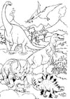 Coloriages Dinosaures en paysage