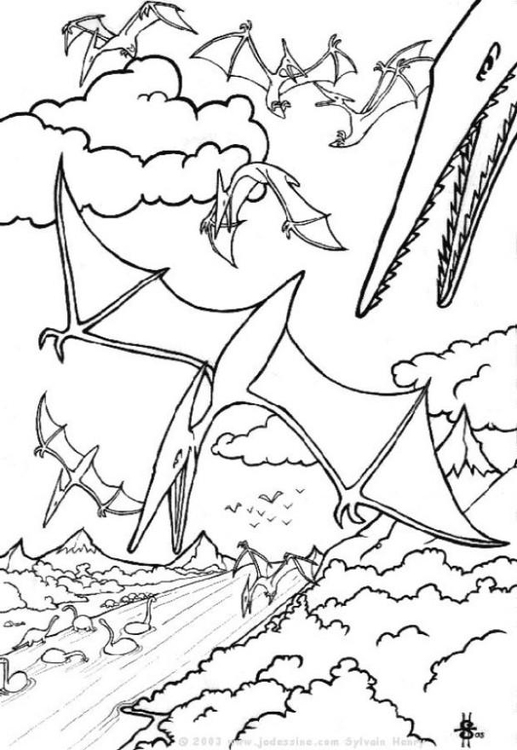 Coloriage dinosaures volants