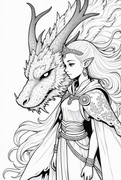 dragon avec princesse guerriÃ¨re