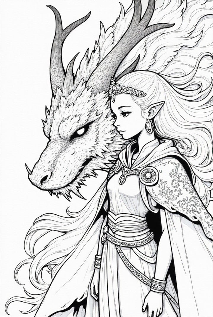 dragon avec princesse guerrière