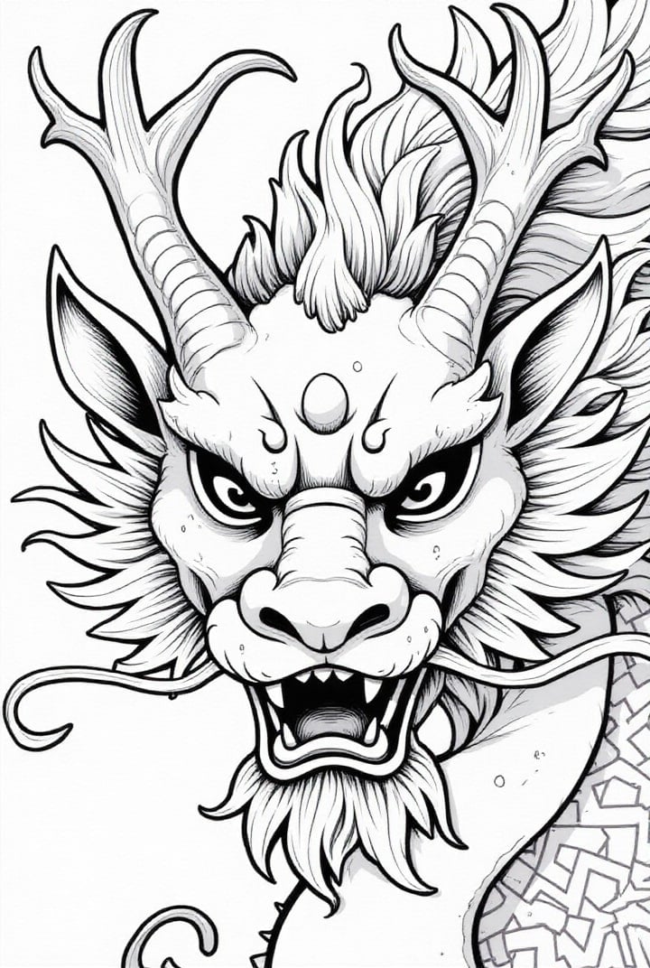 Coloriage dragon chinois traditionnel