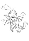 Coloriage dragon dans le ciel