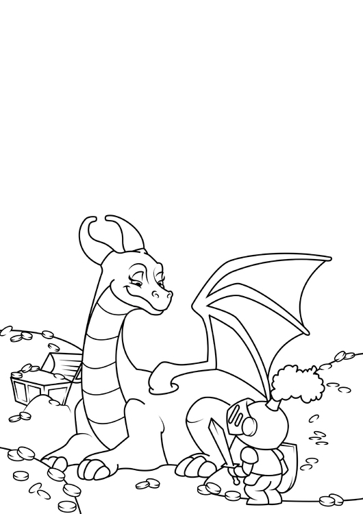 Coloriage dragon protÃ¨ge le trÃ©sor