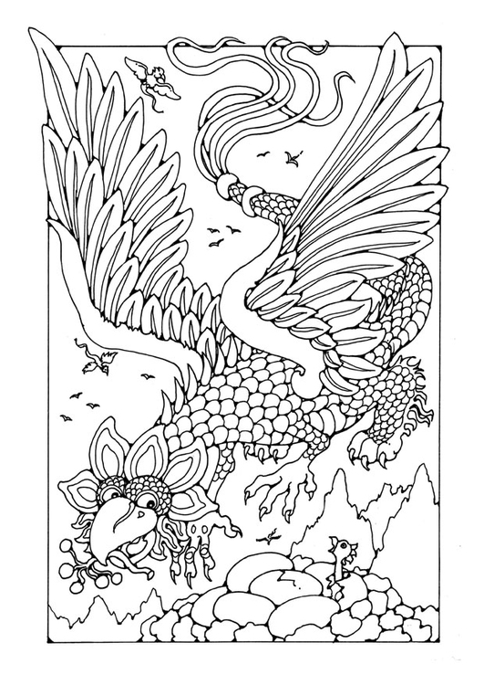 Coloriage dragon volant