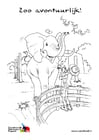 Coloriage Ã©lÃ©phant dans le zoo