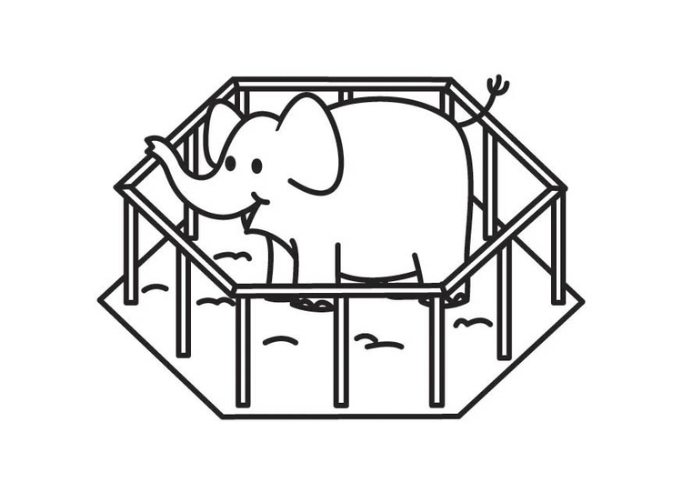 Coloriage ElÃ©phant en cage