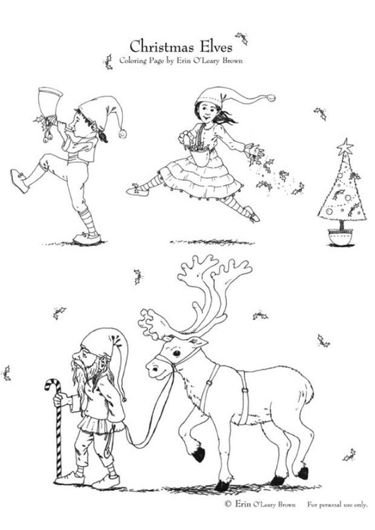 Coloriage elfes de NoÃ«l