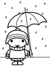 Coloriage enfant avec un parapluie