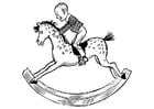Coloriages enfant sur un cheval à bascule